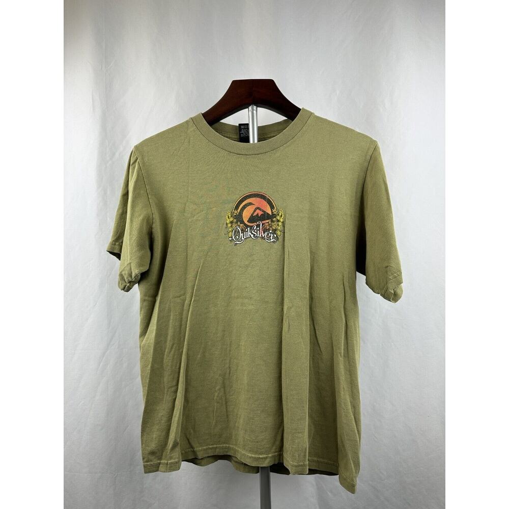 Quicksilver Boys Moss Green Weathered Classic Shirt 100% Cotton Size Large